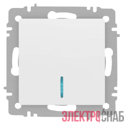 Выключатель 1-кл. СП Accent 6-102-01М 10А IP20 250В с подсветкой AL/CU бел. матов. Intro Б0063466