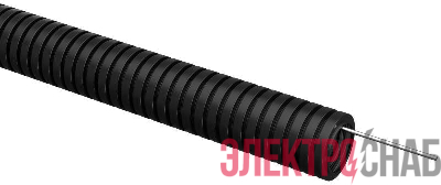 Труба гофрированная ПВХ d25мм с протяжкой черн. (уп.50м) ELASTA IEK ET-TG21-121-025-050-K02