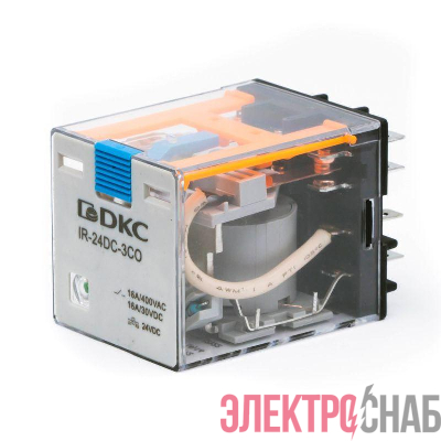 Реле одиночное 230В AC до 16А 3 прекидн. контакта DKC IR-230AC-3CO-D