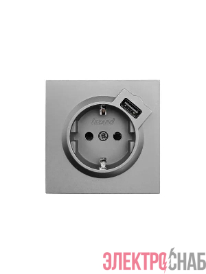 Розетка 1-мест. с/з+USB разъем СП ZIMA IP20 сер. матов. LEZARD 704-7488-181
