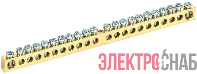 Шина PEN "земля-ноль" 8х12мм 22/1 (22группы/крепеж по центру) IEK YNN20-22-100