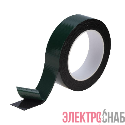 Скотч двухсторонний 30ммх5м зел. на черн. основе Rexant 09-6130