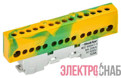 Шина PE "земля" изол. на универс. держ. 8х12-12-ЖЗ TEKFOR IEK TF-NN20-12-KL-K52