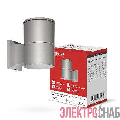 Светильник НБУ ЦИЛИНДР-1хA60-GR IP54 уличный настен. односторон. алюм. сер. IN HOME 4690612059334