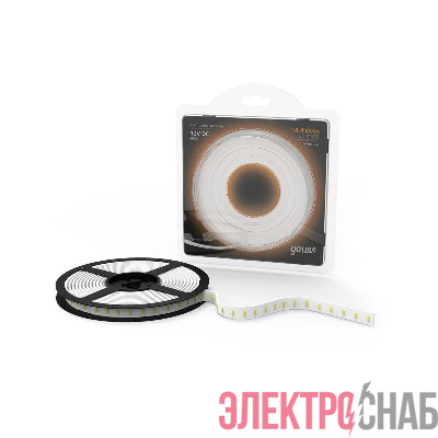 Лента светодиодная Black 5050/60-SMD 14.4Вт/м 3000К тепл. бел. IP20 660лм/м 12В (блист.5м) GAUSS 312000114