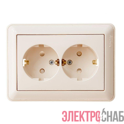 Розетка 2-м СП W59 16А IP20 с заземл. защ. шторки в сборе сл. кость SE RS16-255-28