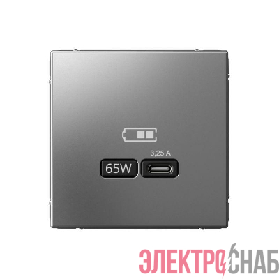 Розетка USB ArtGallery тип C 65Вт QC PD высокоскор. ЗУ механизм сталь SE GAL000927