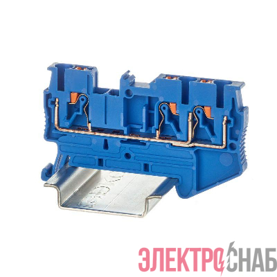 Клемма проходная зажим push-in 3 точки подключения 2.5кв.мм син. DKC VPR-2.5-TWIN-BU