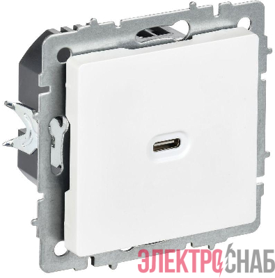 Розетка СП BRITE USB C 65Вт высокоскор. заряд. РЮ12-1-БрАБ арктич. бел. IEK BR-U13-065-K91