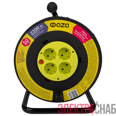 Удлинитель на катушке 4х50м с с заземл. CRG-04-5000 ФАZА 5063822