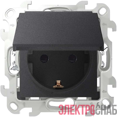 Розетка 1-м СП Simon 24 16А IP44 2P+E Push&Go механизм графит Simon 2420448-038