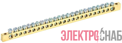 Шина PEN "земля-ноль" 6х9мм 24/2 (24группы/крепеж по краям) IEK YNN11-24-100