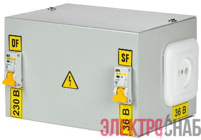 Ящик с понижающим трансформатором ЯТП 0.25 230/36В (2 авт. выкл.) 36 УХЛ4 IP30 IEK MTT12-036-0250