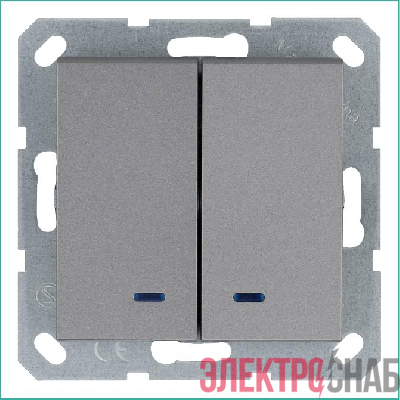 Выключатель 2-кл. 10А IP20 с подсветкой механизм алюм. Jasmart G3023NS