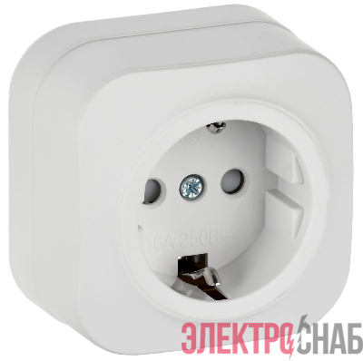 Розетка ОП GLORY РСш20-3-ХБм 16А с заземл. защ. шторки бел. матов. IEK ERH14-K01M-16