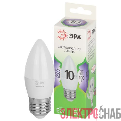 Лампа светодиодная GREEN LINE B35-10W-865-E27 GL 10Вт свеча 6500К свет холод. E27 Эра Б0067125