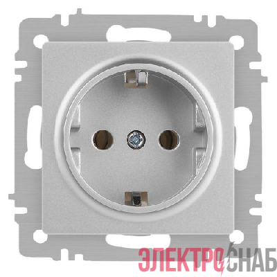 Розетка 1-м СП Accent 6-202-03 16А IP20 250В 2P+E Schuko алюм. Intro Б0063686