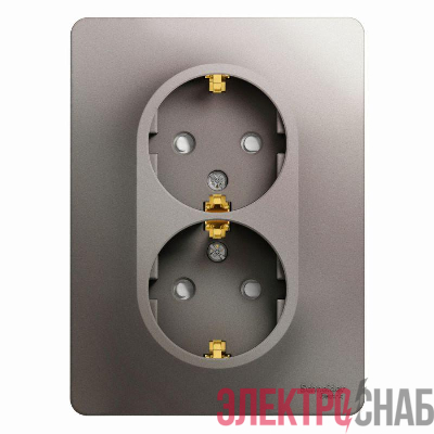 Розетка 2-м СП Glossa 16А IP20 250В с заземл. защ. шторки в сборе платина SE GSL001226