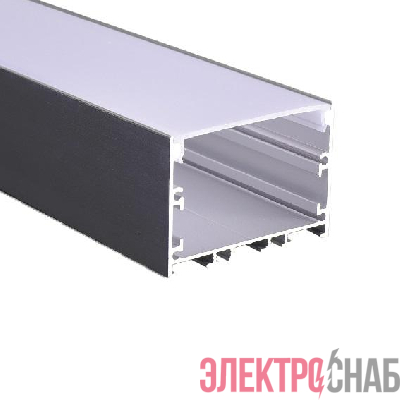Профиль накладной PAL 5035-BLACK (комплект 2м 2глухих заглушки рассеиватель матов. 4клипсы крепежных) 2м анод. Pro JazzWay 5058972