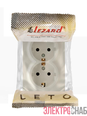 Розетка 2-м ОП LETO с заземл. закрытый корпус ПБТ крем LEZARD 752-0300-127B