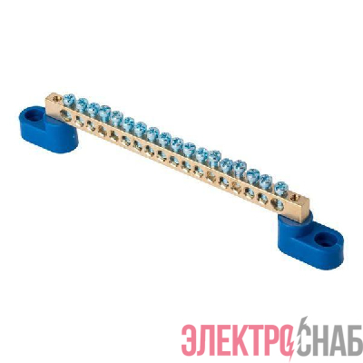 Шина нулевая N 6х9 18 отвер. латунь 2 син. угловых изолятора PROxima EKF sn0-2-63-18