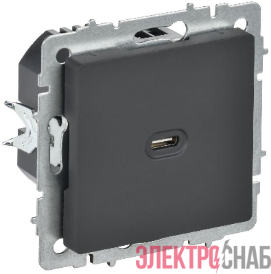 Розетка СП BRITE USB C 65Вт высокоскор. заряд. РЮ12-1-БрГ графит IEK BR-U13-065-K53