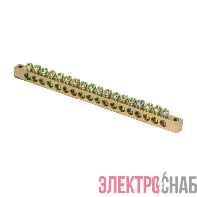 Шина PEN "ноль-земля" 6х9 18 отвер. латунь крепеж по краям PROxima EKF sn0-63-18-k