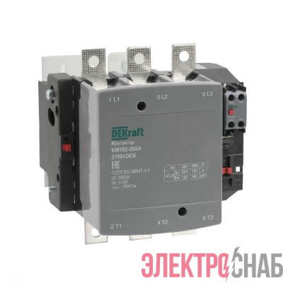 Контактор 265А 220В АС АС3 АС4 1НО+1НЗ КМ-102 DEKraft 21961DEK