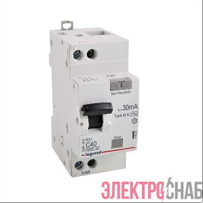 Выключатель автоматический дифференциального тока 2п (1P+N) C 40А 30мА тип AC 6кА RX3 ИЭК Leg 419403