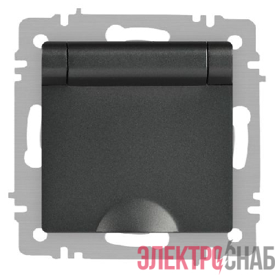 Розетка 1-м СП Accent 6-203-07 16А IP20 250В 2P+E Schuko с крышкой AL/CU графит Intro Б0063441