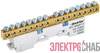 Шина нулевая N неизол. на универс. держ. 6х9-16-С TEKFOR IEK TF-NN10-16-DL-K07