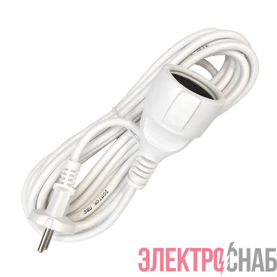 Удлинитель-шнур 1х5м без заземл. 10А IP20 ПВС 2х1 бел. DOMTOK 2337