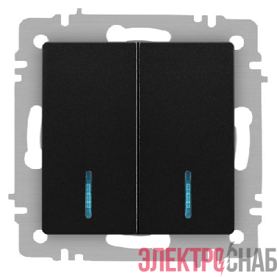 Выключатель 2-кл. СП Accent 6-105-05 10А IP20 250В с подсветкой AL/CU антрацит Intro Б0063516