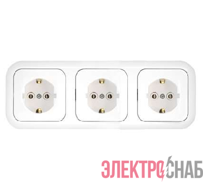 Розетка 3-м СП 16А IP20 с заземл. бел. Bylectrica РС16-353