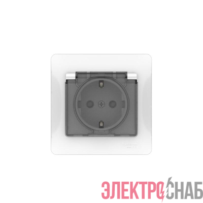 Розетка Glossa 16А IP44 с заземл. защ. шторки с крышкой быстрозажим. клем. в сборе бел. SE GSL000148S