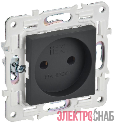 Розетка SKANDY 10А без заземл. без защ. шторок SK-R02G графит IEK SK-R10-10-K53