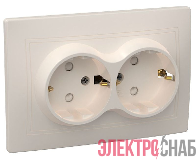 Розетка 2-м СП Кварта РСш12-3-ККм 16А IP20 с заземл. защ. шторки крем. GENERICA ERK21-K33-16-DM