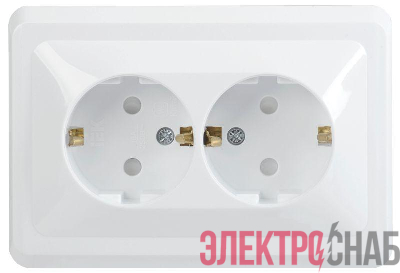 Розетка 2-м СП Вега РСш12-3-ВБ с заземл. контактом и защ. штор 16А бел. IEK ERV24-K01-16-DM
