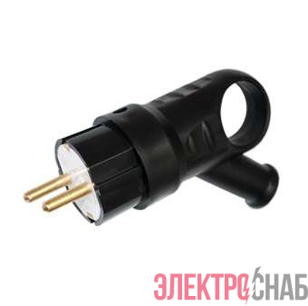 Вилка штепсельная угловая 16А с заземл. с кольцом каучук черн. Bylectrica В16-385
