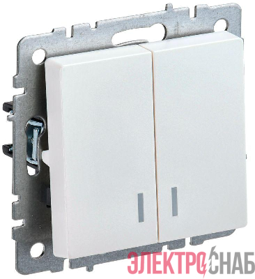 Выключатель 2-кл. СП BRITE ВС10-2-1-БрЖ 10А с индик. механизм жемчуж. IEK BR-V20-1-10-K36