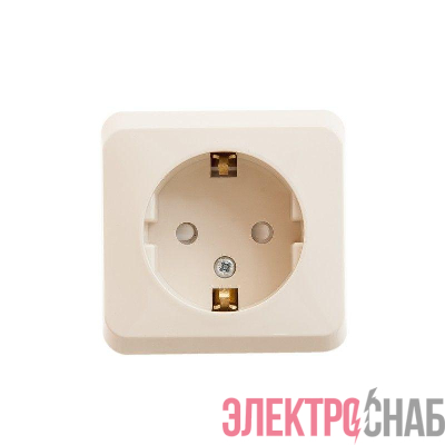 Розетка 1-м ОП Этюд 16А IP20 250В с заземл. защ. шторки крем. SE PA16-004K