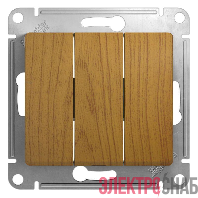 Выключатель 3-кл. СП Glossa 10А IP20 (сх. 1+1+1) 10AX механизм дерево дуб SE GSL000531