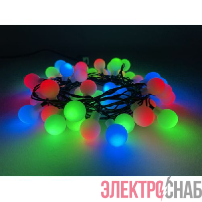 Гирлянда светодиодная "Нить Шарики" d18мм 5м 50LED 220В IP20 мультиколор ЭРА Б0047968