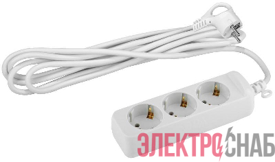 Удлинитель 3х1.5м с заземл. 10А IP20 UX-3e-1.5m ПВС 3х0.75 Эра Б0038575