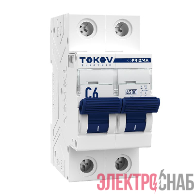 Выключатель автоматический модульный 2п C 6А 4.5кА PRIZMA TOKOV Electric TKE-PZ45-MCBI-2-6-C