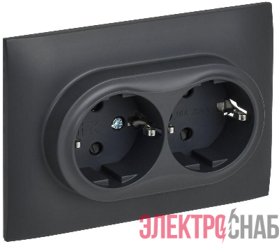 Розетка 2-м SKANDY 16А с заземл. защ. шторки в сборе SK-R07T титан IEK SK-R24-16-K48-F