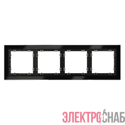 Рамка 4-м S70 стеклян. черн. Voltum VLS110408