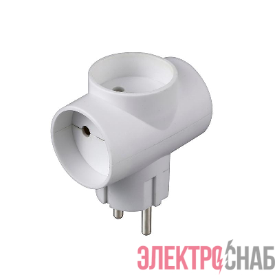 Разветвитель 3-м без заземл. 10А 2200Вт 250В Т-образ. бел. DОМТОК 2662