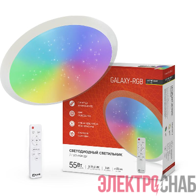 Светильник светодиодный COMFORT GALAXY-RGB 55Вт 230В 3000-6500К 4400лм 450х70мм с пультом ДУ IN HOME 4690612044606