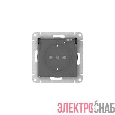 Розетка AtlasDesign Aqua 16А IP44 с заземл. защ. шторки с прозр. крышкой быстрозажим. клем. механизм карбон SE ATN441046S